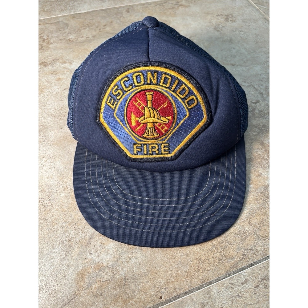 Vintage Escondido Fire Department Trucker Hat Mesh Snapback Patch Navy 90s/2000